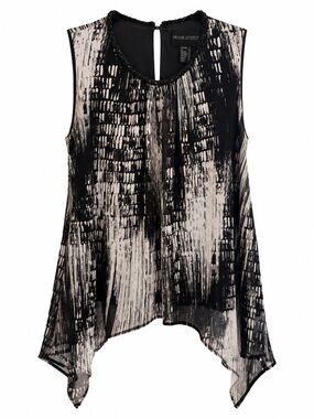 Frank Lyman Beaded Asymmetrical Chiffon Tunic Top Size 8